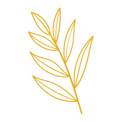 Hand drawn golden leaves isolated on a white