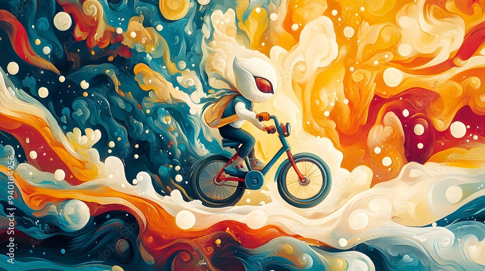 Canvas Prints abstract cycling in a swirling world.