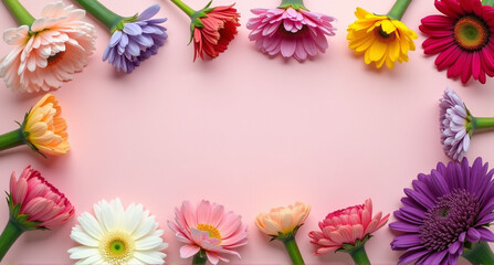 Fototapeta premium frame made of colorful flowers