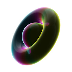 Ball With Ring Neon 3D Abstract