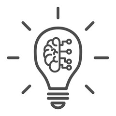 Artificial intelligence icon. Vector illustration. Symbol of innovation, engineering, idea, editable stroke, pixel perfect