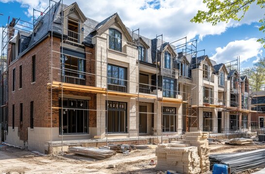Row of houses under construction