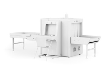 White Airport X-ray Security Baggage Scanner in Clay Duotone Monochrome Style. 3d Rendering