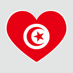 Tunisia flag heart shaped, symbol of love. heart-shaped flags of African continent countries. Vector Illustration