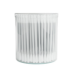 New Clean Cotton Ear Swabs in Cylinder Pack. 3d Rendering