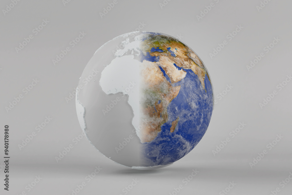 Aufkleber Transformation of Planet Earth Concept. View of Planet Earth World Globe from Space. Elements of this image furnished by NASA. 3d Rendering