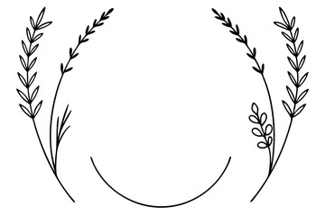 Set of lavender calligraphic design elements, floral frame and graceful branches vector illustration.