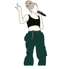 Illustration vector of Kpop fashion stage. idols of Koreans performing. K-pop female fashion idol. female singer who is singing wearing beautiful clothes