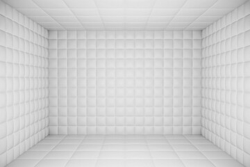 Empty Copy Space White Mental Hospital Padded Room. 3d Rendering
