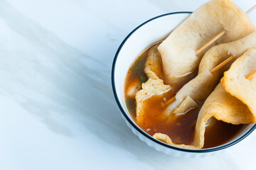 Odeng or Fish Cake Soup, Korean street food. Perfect for recipe, article, catalogue, commercial, or any cooking contents.