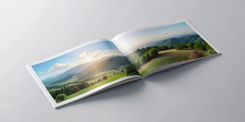 A mockup of an A4 landscape brochure with a sleek and professional design , mockup, A4, landscape, brochure
