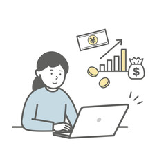 パソコンで資産運用する女性