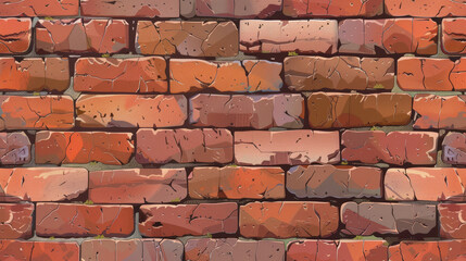 Fototapeta premium A seamless pattern of a brick wall background in a minimalistic style with a flat lay top view, devoid of shadows and gradients.