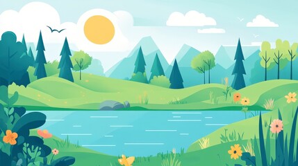 Modern Flat Design Illustration of Sustainable Resource Management with Renewable Resources and Management Tools