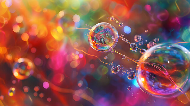 Conceptual image of quarks and gluons forming a proton with a vibrant background