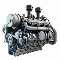 Fototapeta premium System of Internal combustion engine isolated on white background. 3d render