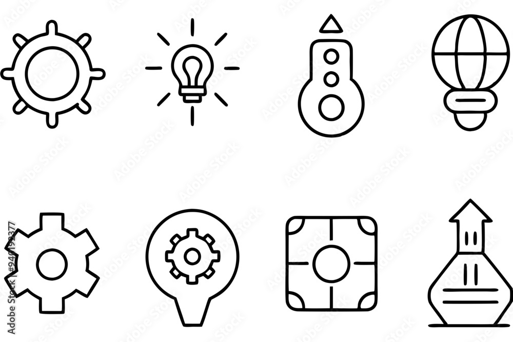 Wall mural Set of efficiency icons in line style vector art illustration