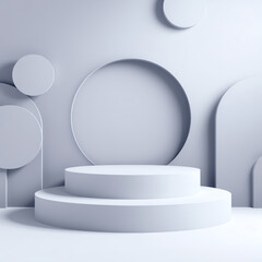 geometric shapes pedestal product podium, circle wall shape, for stage product sale promotion