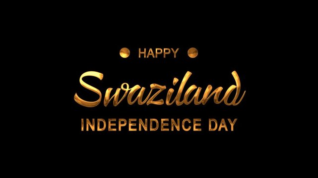 Happy Swaziland Independence Day Text Animation on Gold Color. Great for Happy Swaziland Independence Day Celebrations, for banner, social media feed wallpaper stories.