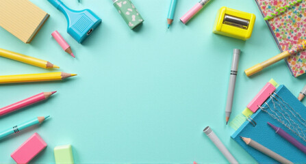 school stationery isolated on white