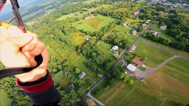 Scenic solo skydiving video canopy landing swoop turns