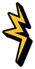 Retro Sticker Thunder Halftone Illustration