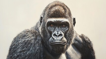 Fototapeta premium A Close-Up Portrait of a Powerful Gorilla