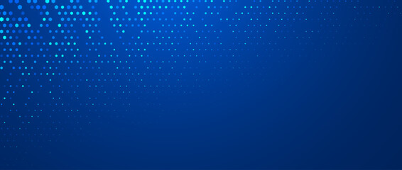 Blue glowing hexagon texture background. Abstract neon hexagonal grid wallpaper. Navy honeycomb pattern backdrop. Vector modern technology, business, science, healthcare, medicine, presentation design