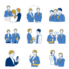 ビジネススーツを着た男性女性のシンプルな上半身セット