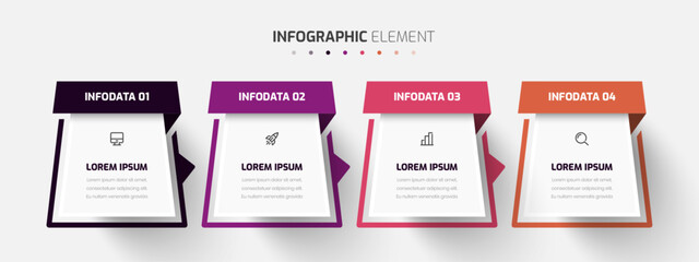 Business Infographic Template with Color Abstract Label 4 Option and Icon Suitable for Presentation