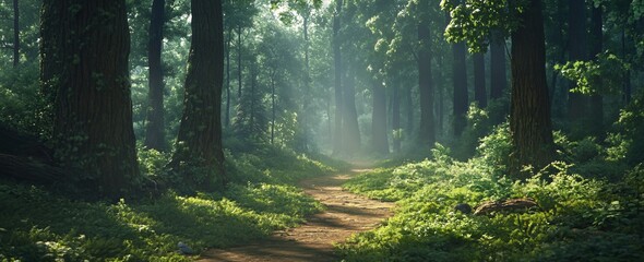 sun rays through the forest