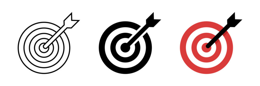 target icon set, archery target symbol. modern design isolated on white background