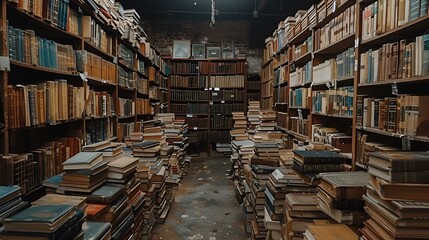 Obraz premium a room with many books.