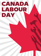 happy canadian labor day with canada leaf silhouette