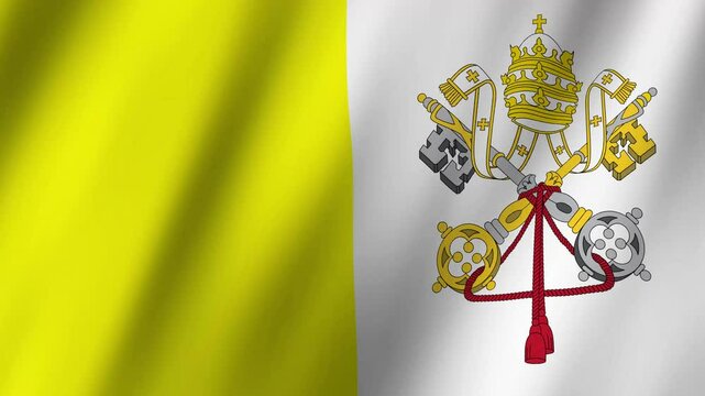 Vatican City Flag footage video waving in wind, Flag of Vatican City waving animation