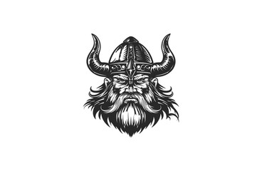 Viking logo vector icon illustration vintage style