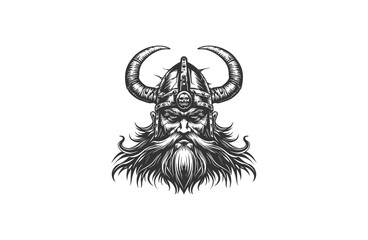 Fototapeta premium Viking logo vector icon illustration vintage style