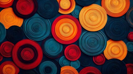 Abstract Circular Art - Blue, Red, Orange Swirls