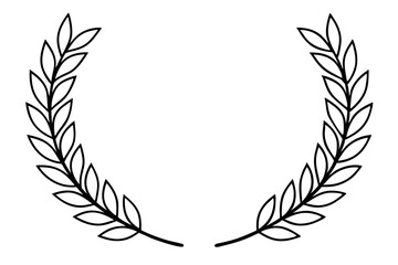 Laurel wreath line style silhouette vector illustration collection