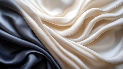 Obraz premium Abstract Draped Fabric Texture Background - White and Gray