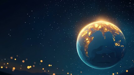 Fototapeta premium Experience a whimsical night view of North America, filled with color and charm, capturing the beauty of space.