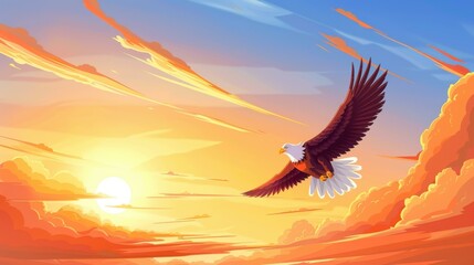 Obraz premium A striking design showcases a majestic bird of prey in flight, symbolizing strength and noble spirit with a unique texture.