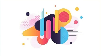 Fototapeta premium A vibrant flat design with textured circles melds simplicity and playful creativity in a charming cartoon style.