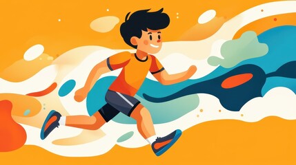 Vibrant sporty flat design with unique textures on bold orange. Perfect for showcasing athletic themes and energetic visuals.