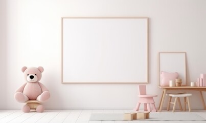 Serene Spaces Minimalist Background with Toys and Books