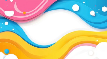 A vibrant flat illustration features a lively liquid wave, merging bold textures in a playful cartoon aesthetic.