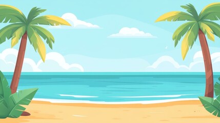 Fototapeta premium Experience a serene coastal escape with charming cartoonstyle art, perfect for relaxation and seasonal fun.