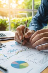 Naklejka premium A business consultant reviews a company's vision statement, providing feedback and recommendations