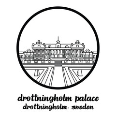 Circle Icon Drottningholm Palace. Vector Illustration