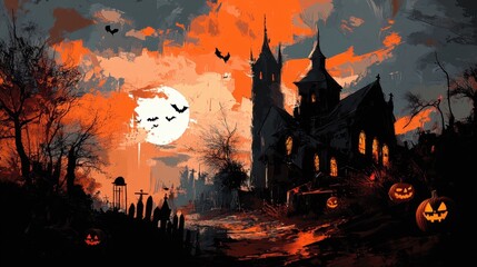 Cross niche Halloween design with fantasy elements and festive atmosphere